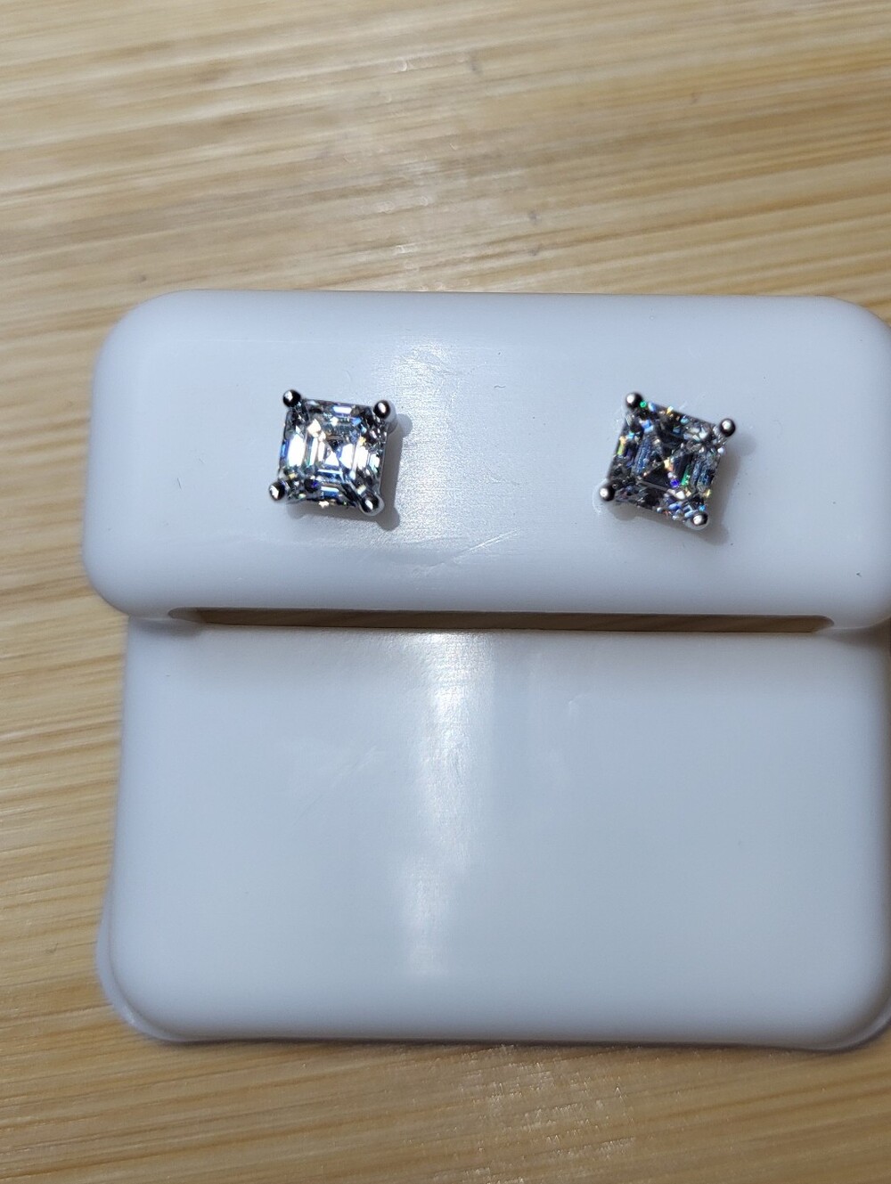 Sterling Silver Square High Quality 1CTW Moissanite  Stud Earrings